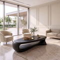 Contemporary Wooden Coffee Table With Oval Top Design For Living Room