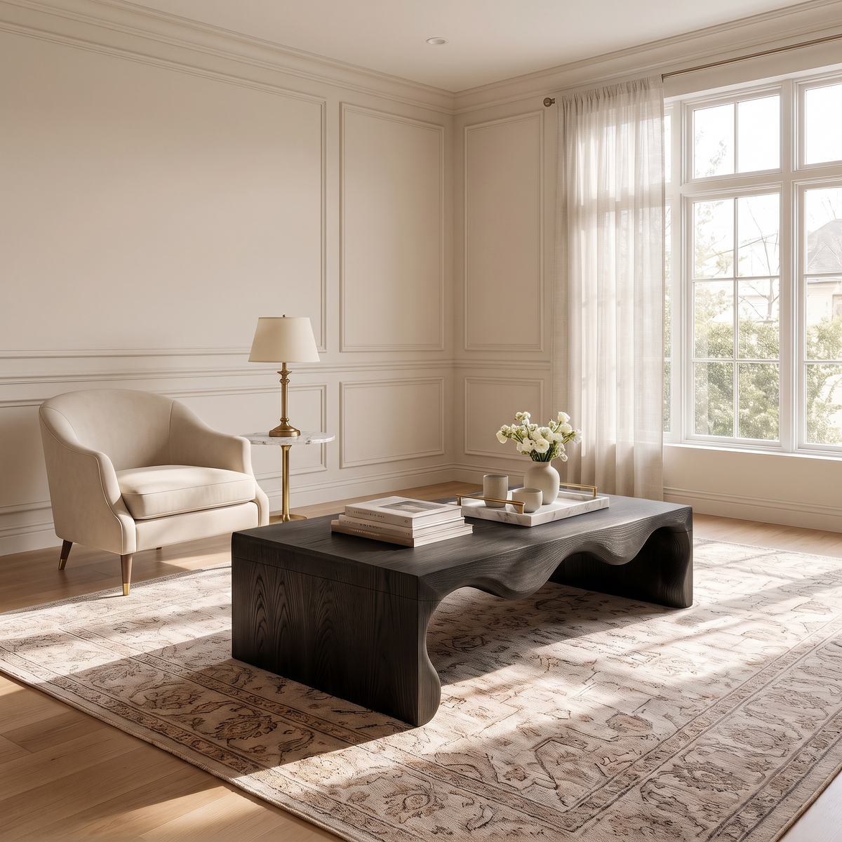 Modern Small Coffee Table With Streamlined Minimalist Frame For Living Room