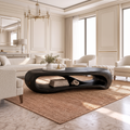 Modern Walnut Coffee Table With Soft Rounded Ends For Living Room