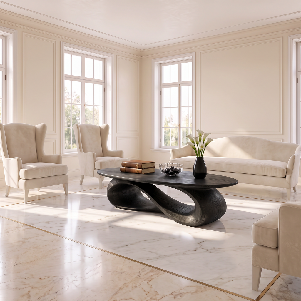Modern Coffee Table With Oval Top And Clean Curved Profile For Living Room