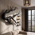 Organic Tree Bookcase With Flowing Wall Mounted Branches For Living Room