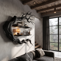 Modern Tree Bookshelf With Sculptural Wall Branch Design For Living Room