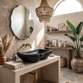 Mid Century Rustic Wooden Vessel Sink For Bathroom Ideas