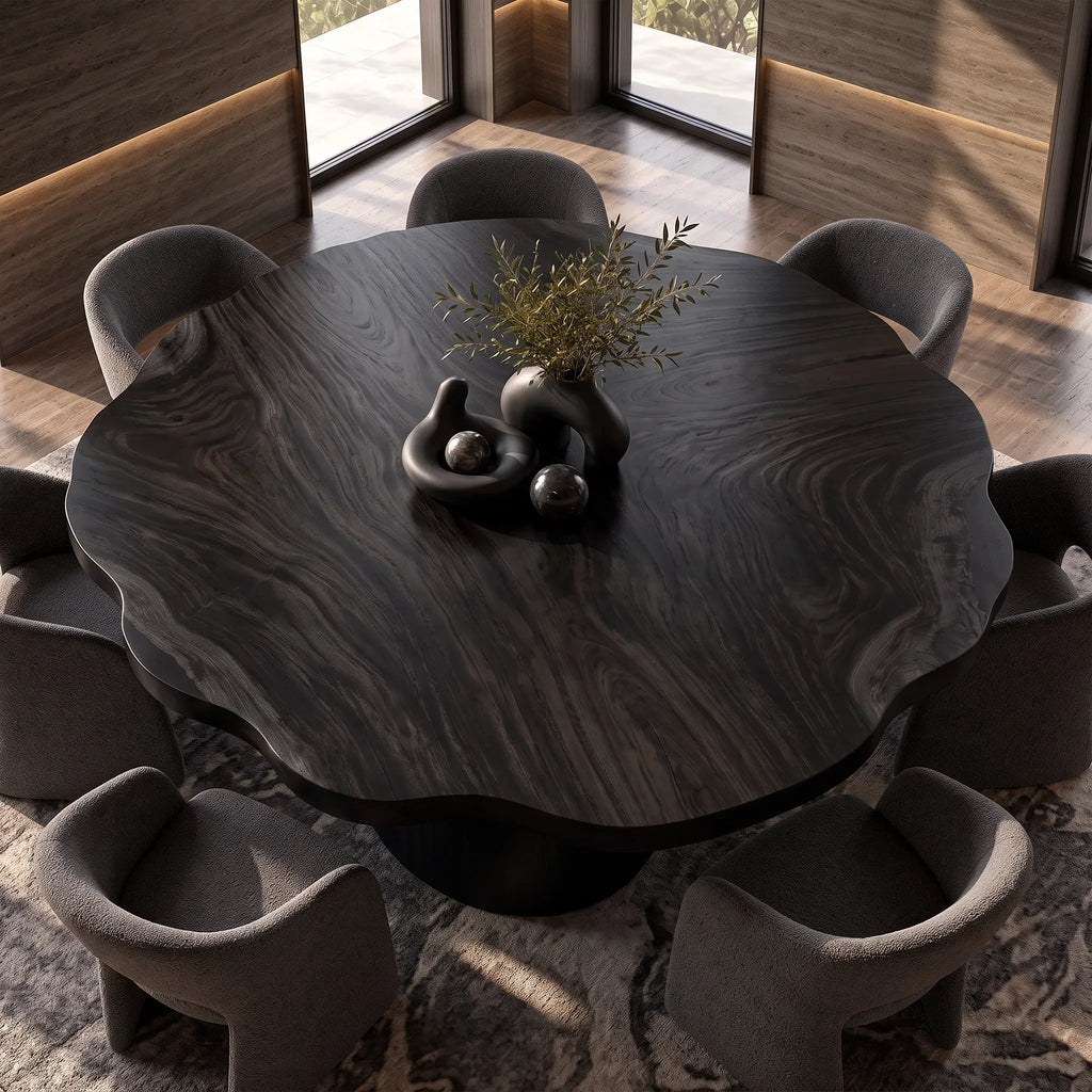 Mid Century Round Wood Table Top Dining Room