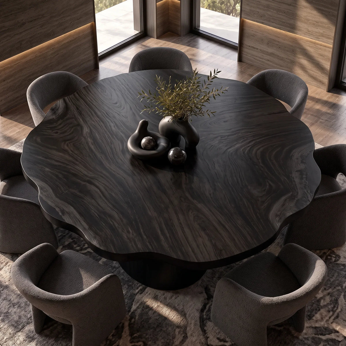 Mid Century Round Wood Table Top Dining Room