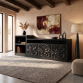 Organic Low Wave Carved Credenza Modern Living Room
