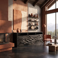 Contemporary Fluted Credenza Cozy Living Room