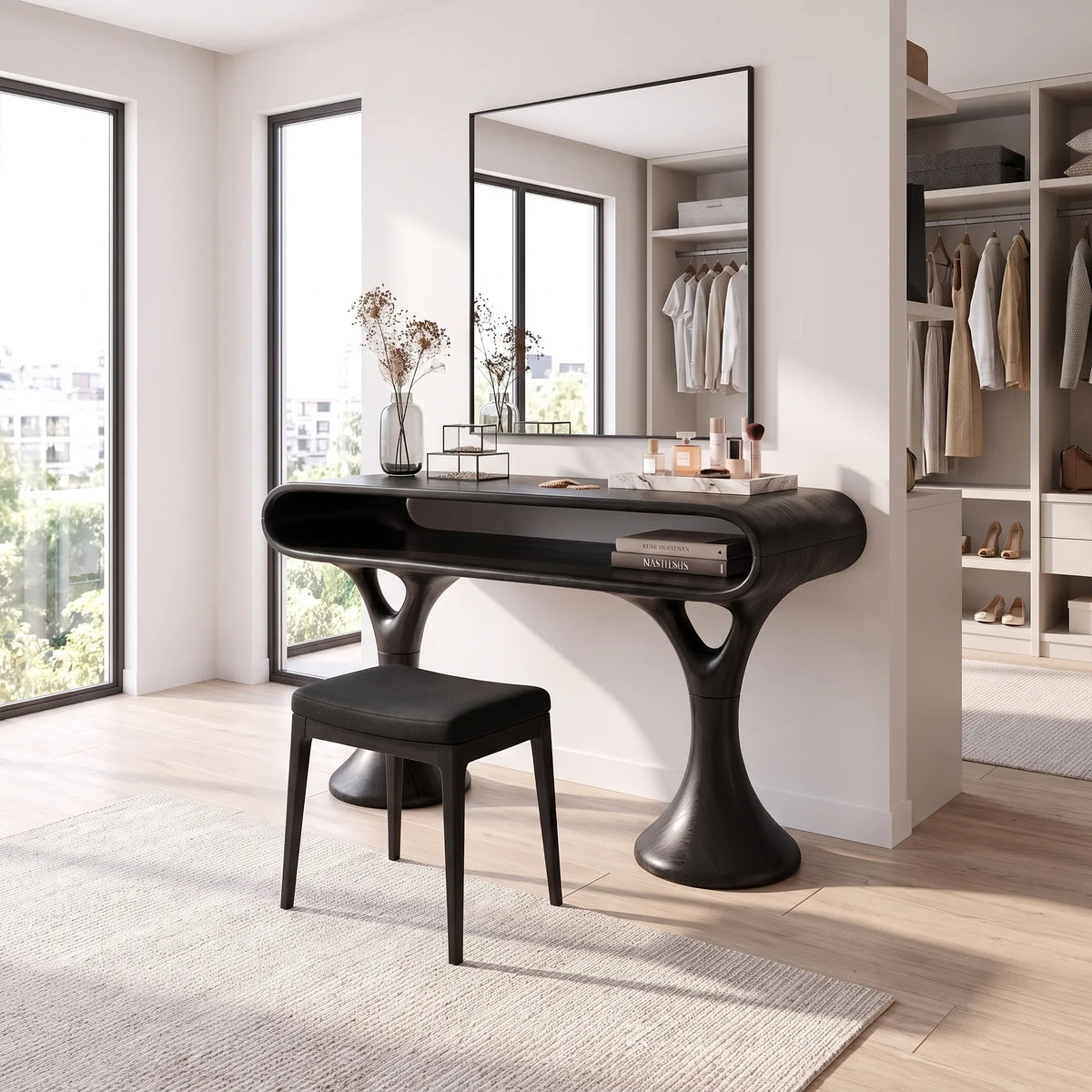 Elegant Makeup Vanity Vanity Desk Dressing Table Open Shelf For Dressing Room