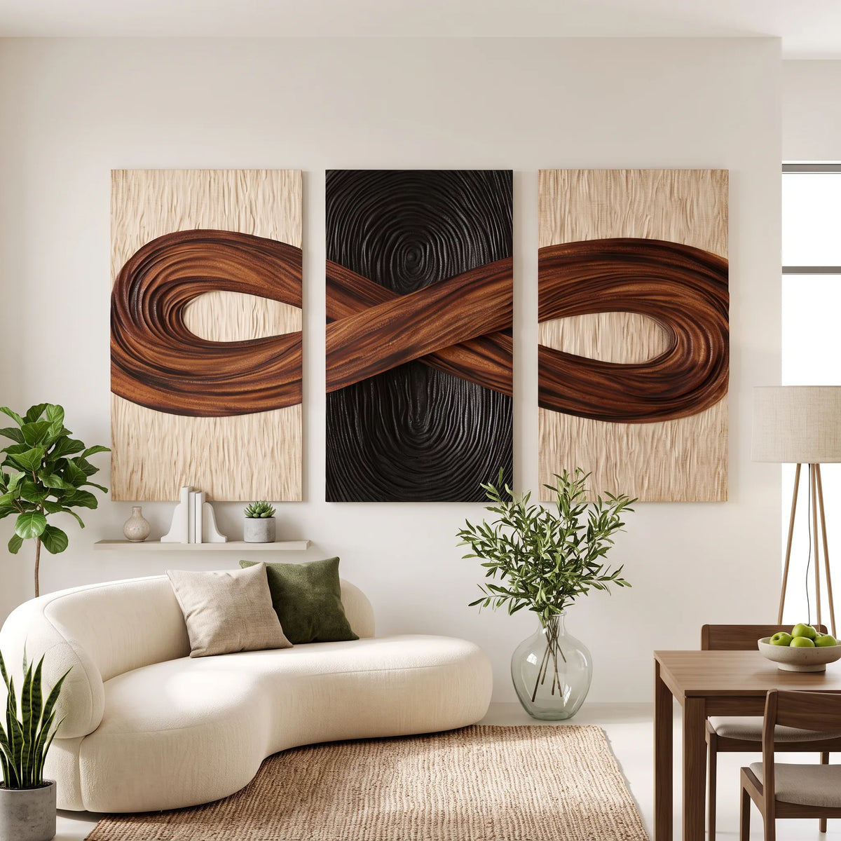 Handcrafted Infinity Wooden Wall Sculpture Modern Living Room
