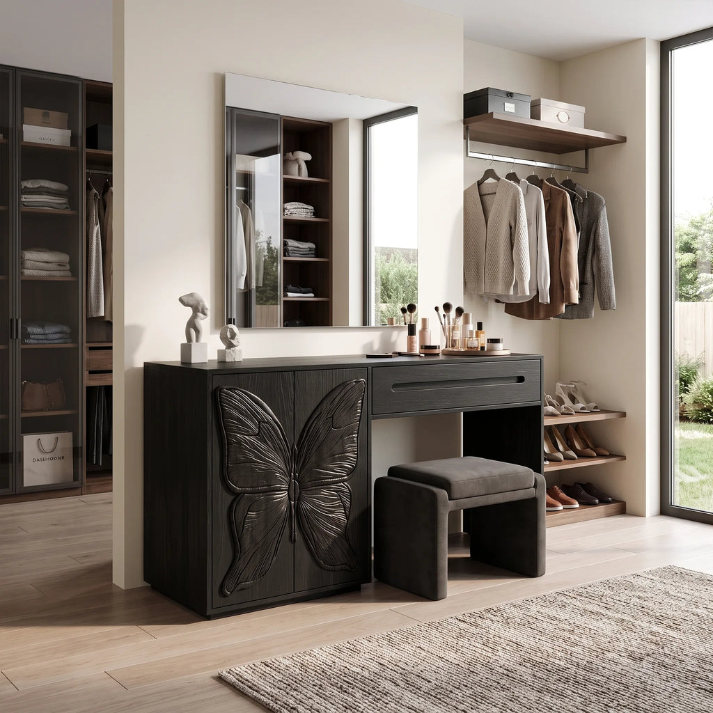 Dreamy Bedroom Vanity Makeup Vanity Desk Butterfly Cabinet For Dressing Room