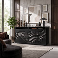 Minimalist Low Reeded Sideboard Modern Living Room