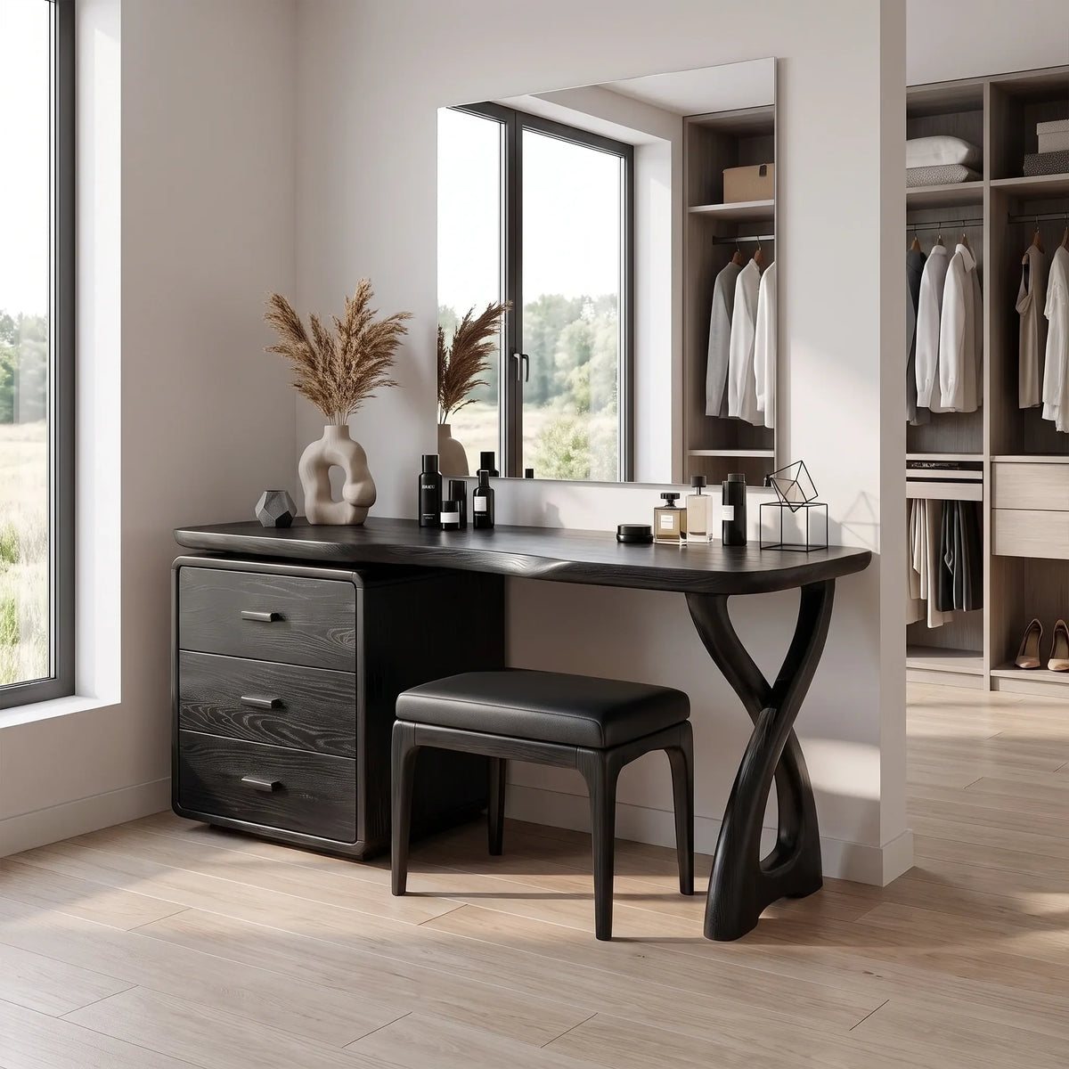 Graceful Makeup Vanity Bedroom Vanity Vanity Table Three Drawers For Bedroom