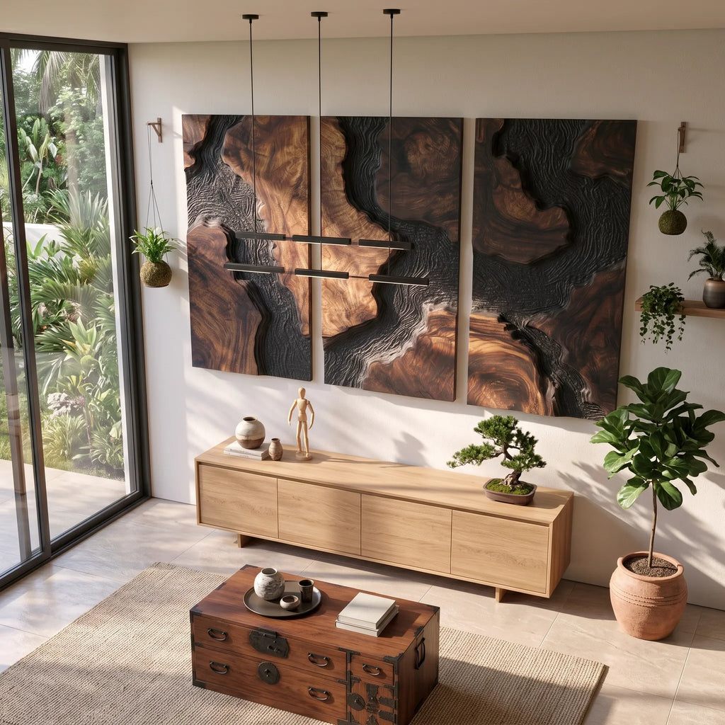 Tropical 3D Wooden Wall Art Living Room