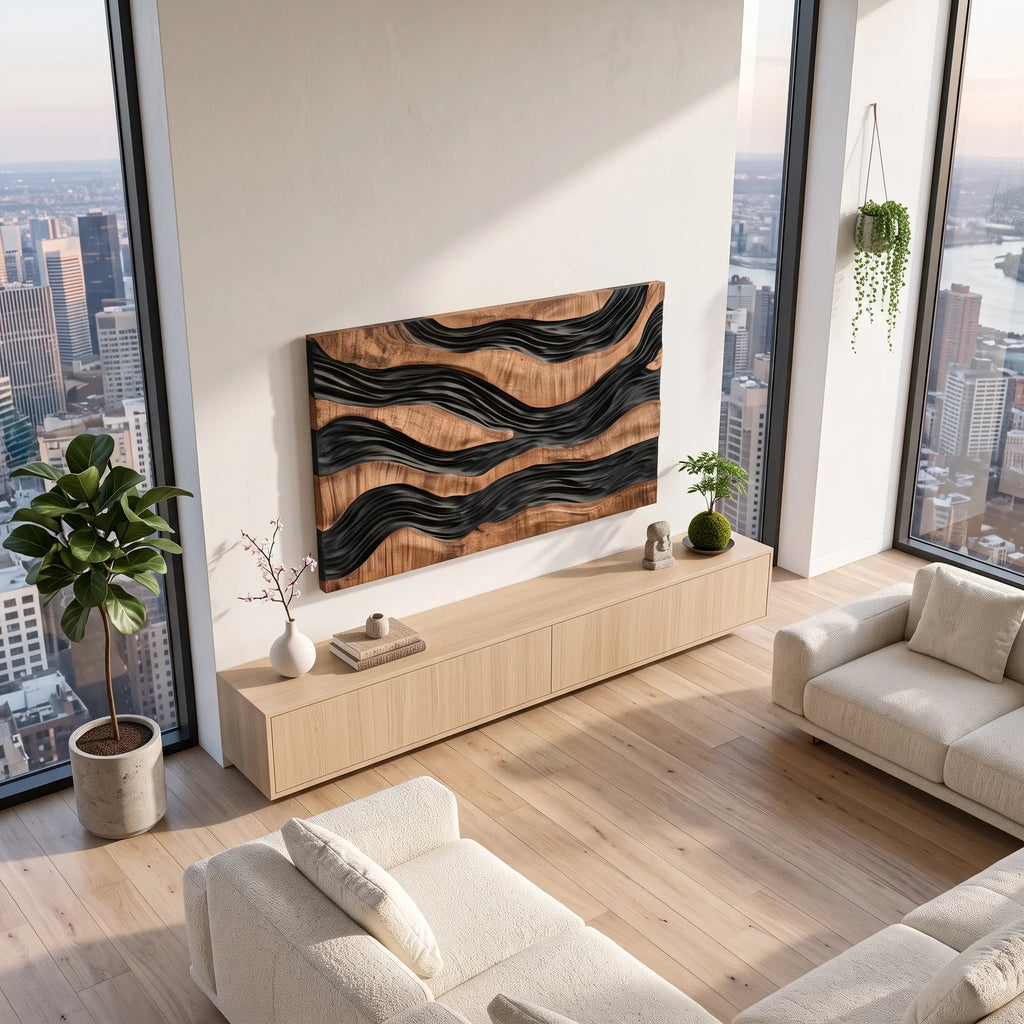 Handcrafted Layered River 3D Wall Art Urban Loft