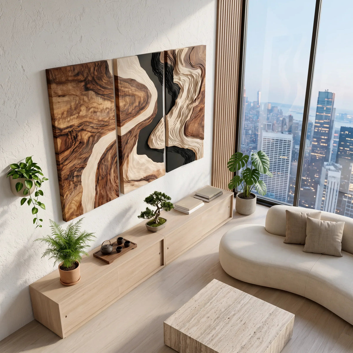 Organic Modern Layered River 3D Wall Art Wellness Room
