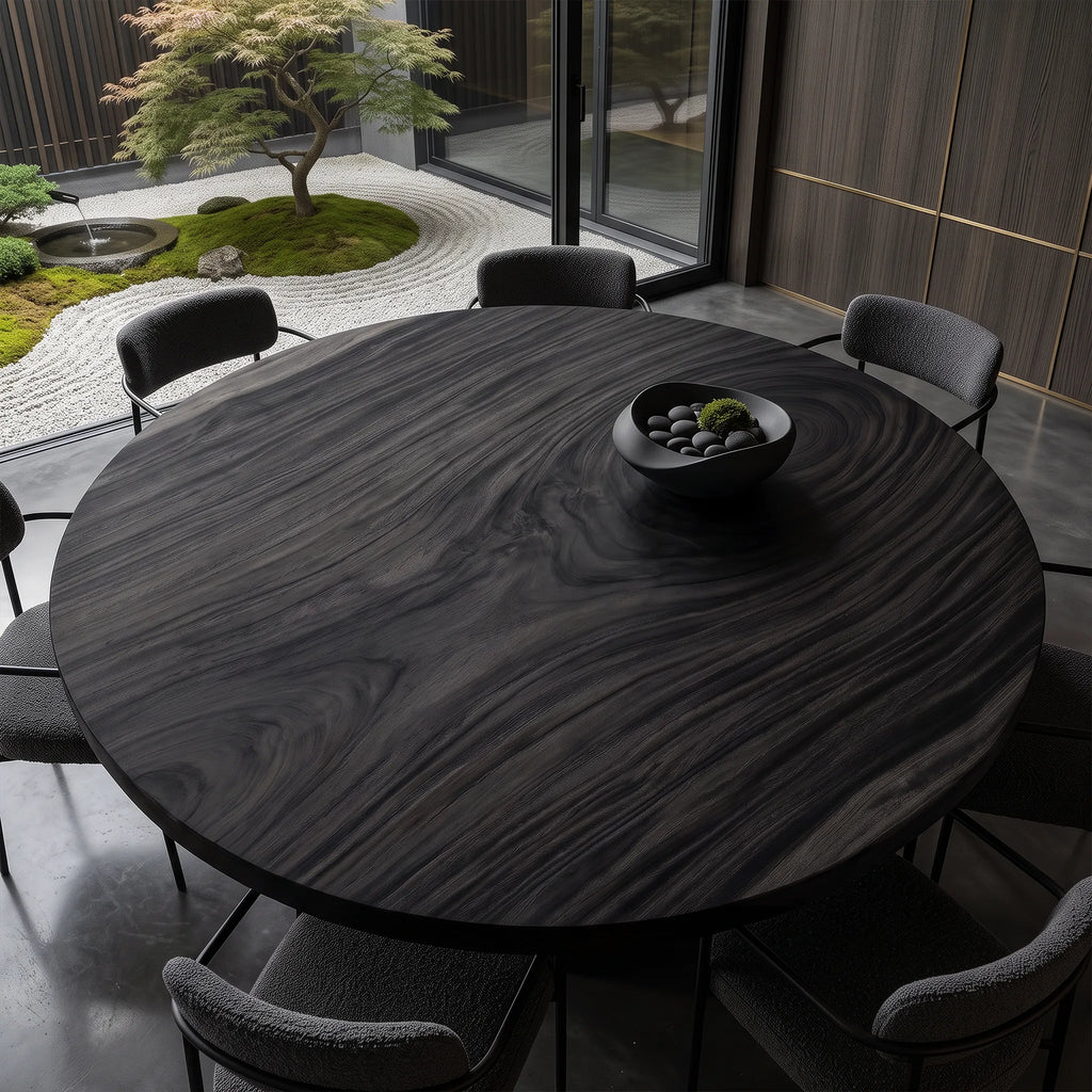 Mid Century Round Dining Table Top Garden View