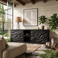 Modern Dune Carved Credenza Open Living Room