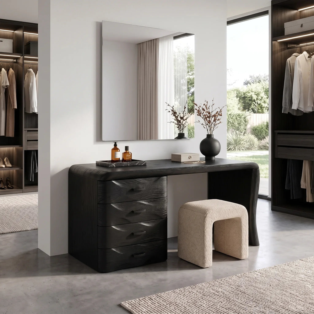 Sophisticated Modern Vanity Desk Makeup Vanity Wave Drawers For Bedroom