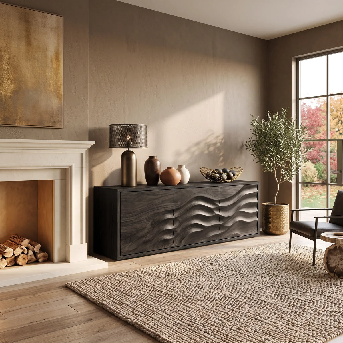 Organic Contour Sideboard Narrow Modern Entryway Hallway