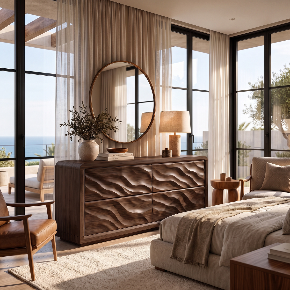 Modern Wide 4 Drawer Dresser For Bedroom