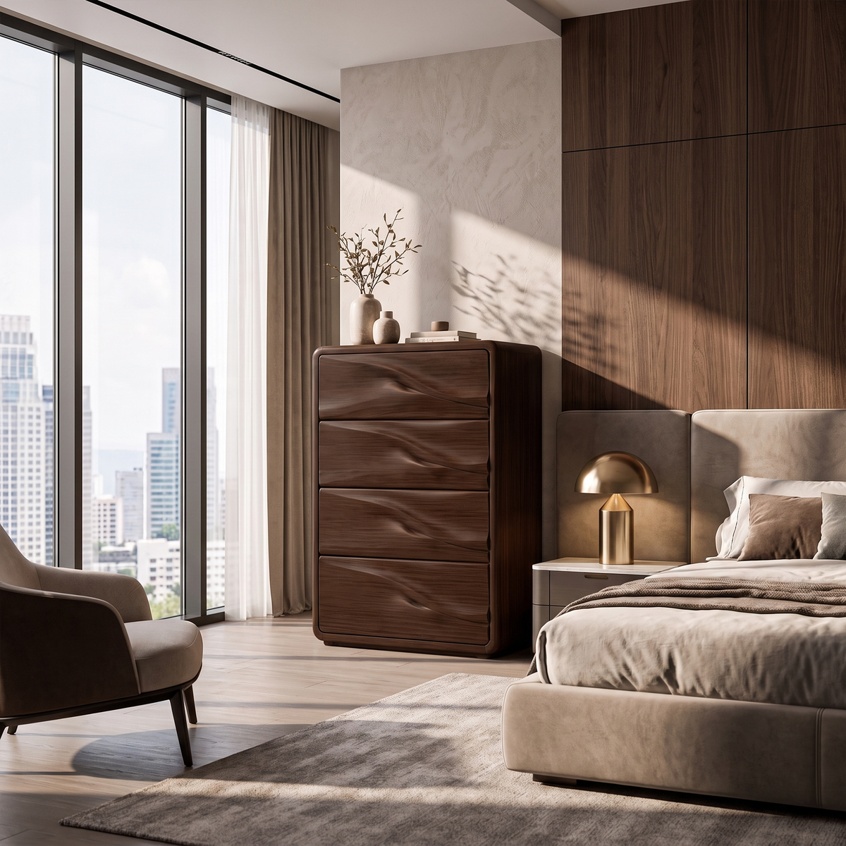 Scandinavian Bedroom Dresser Drawers With Soft Rounded Corners For Bedroom