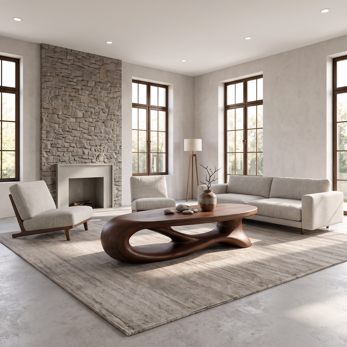 Modern Oval Coffee Table With Smooth Curved Profile For Living Room