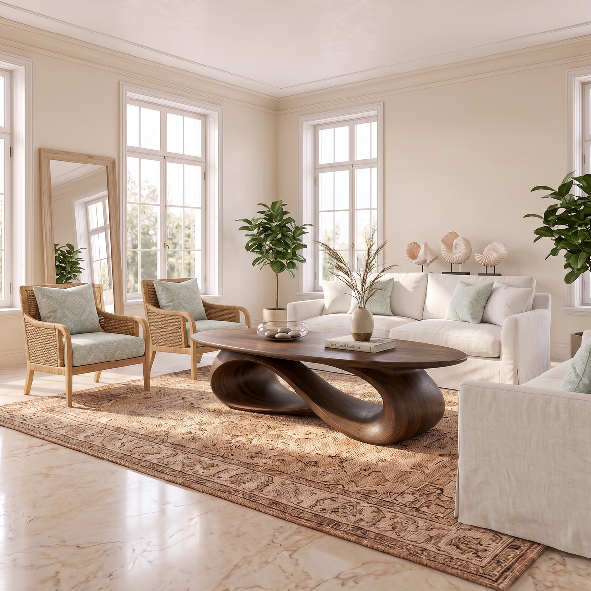Modern Coffee Table With Oval Top And Clean Curved Profile For Living Room