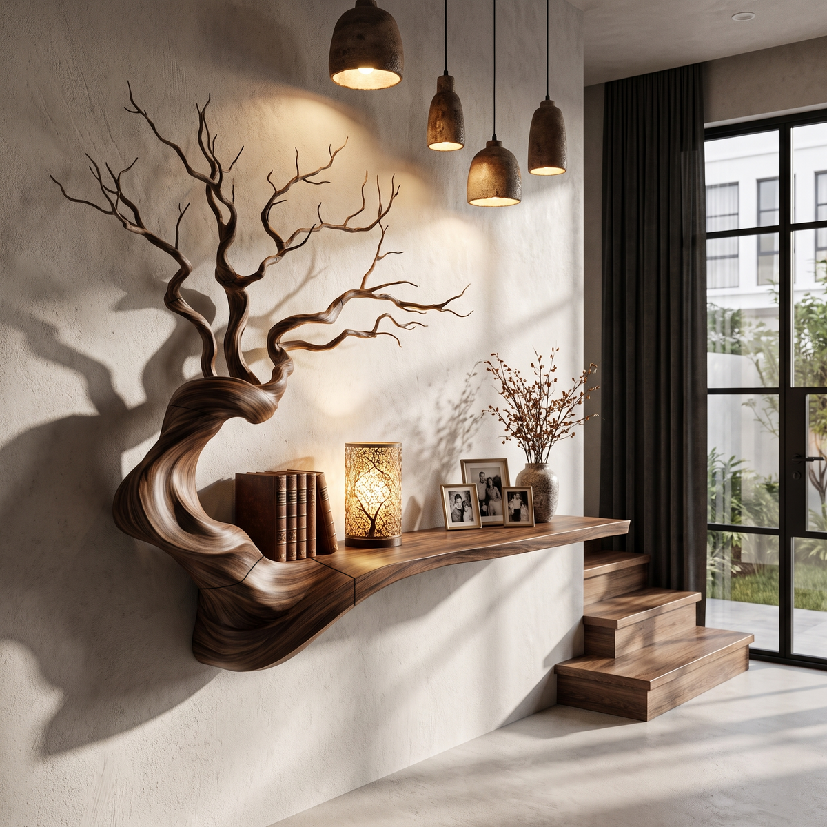 Organic Tree Bookcase With Flowing Branch Shelves For Living Room