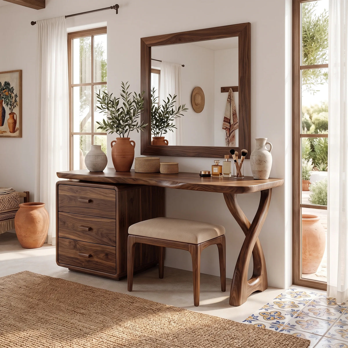 Graceful Makeup Vanity Bedroom Vanity Vanity Table Three Drawers For Bedroom