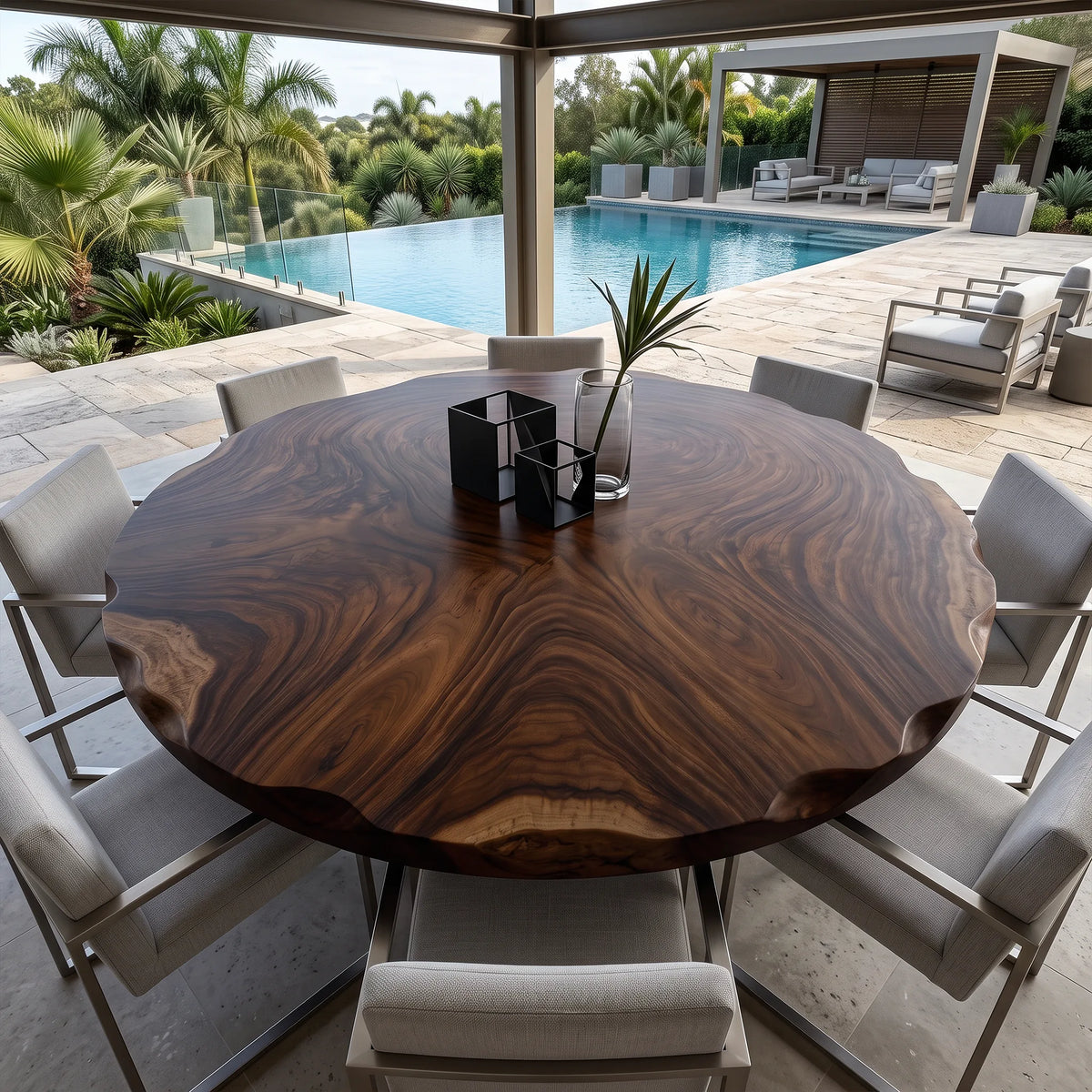 Mid Century Live Edge Round Table Top Penthouse