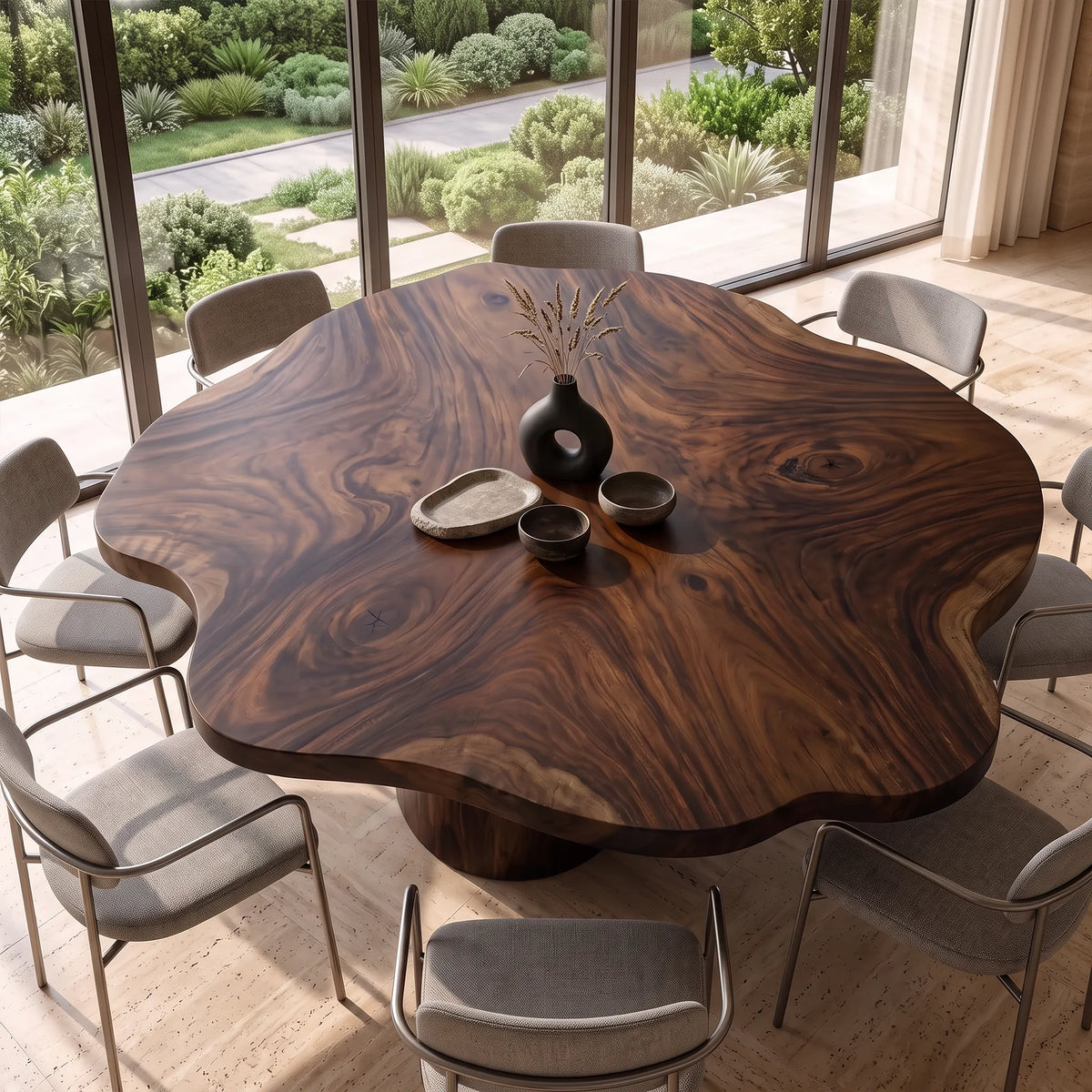 Tropical Wood Table Top Coastal Dining Room