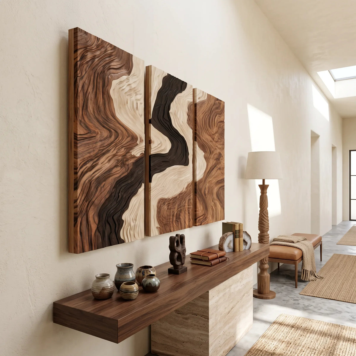 Contemporary Topographic Triptych Wall Art Luxury Bedroom
