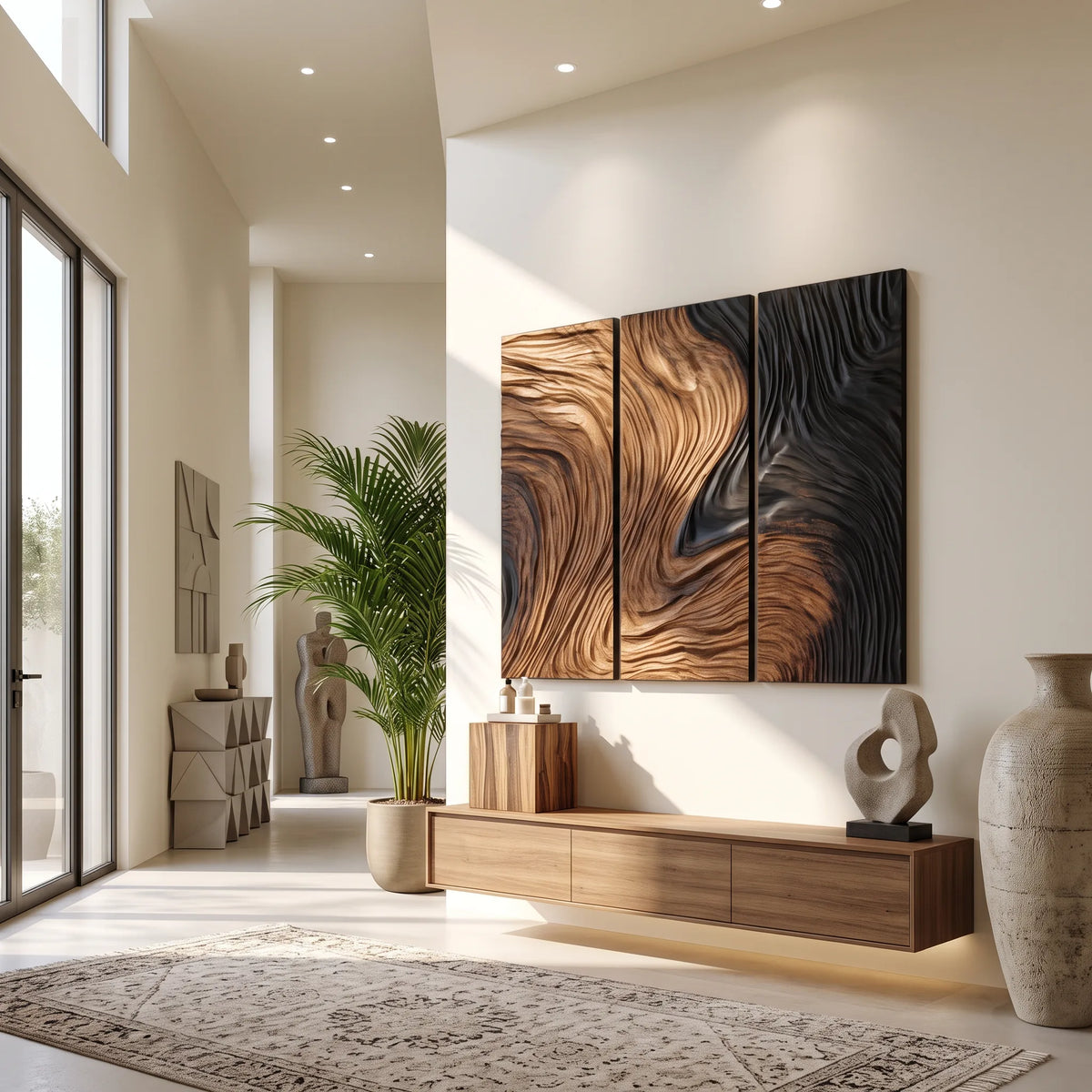 Coastal Modern Wooden Wall Art Master Bedroom