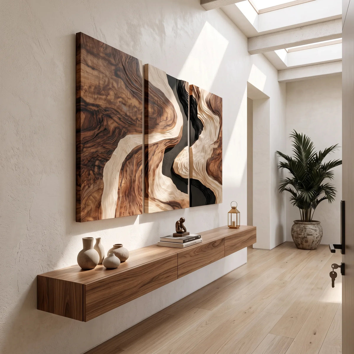 Organic Modern Layered River 3D Wall Art Wellness Room