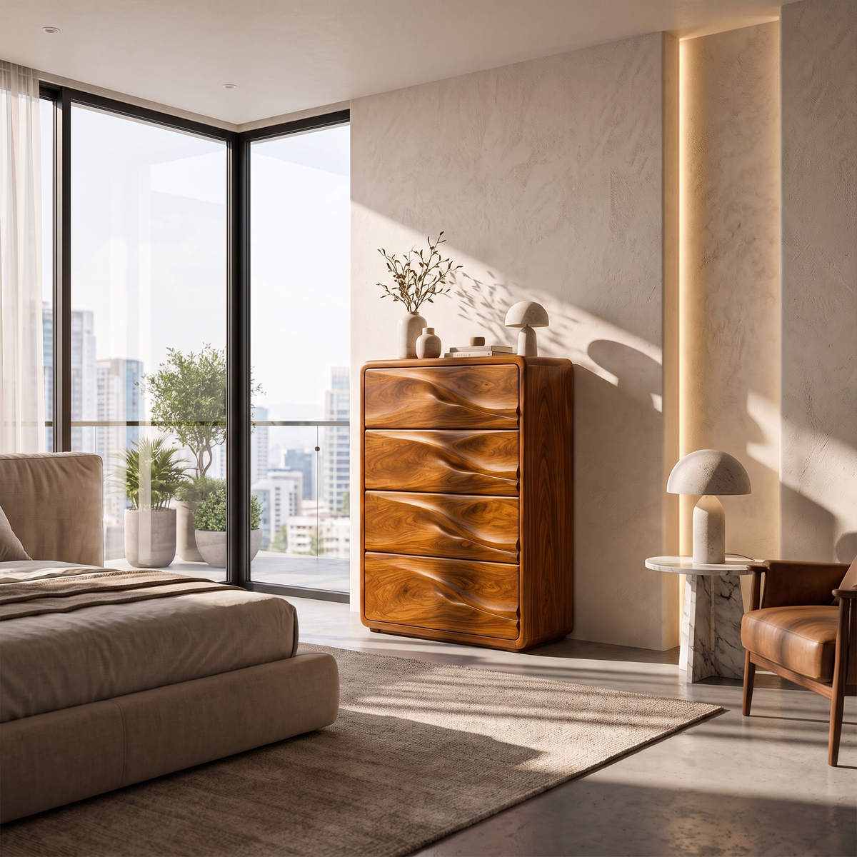 Scandinavian Bedroom Dresser Drawers With Soft Rounded Corners For Bedroom