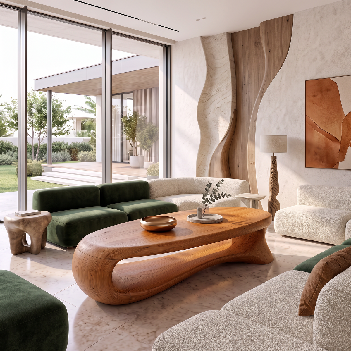 Contemporary Wooden Coffee Table With Oval Top Design For Living Room