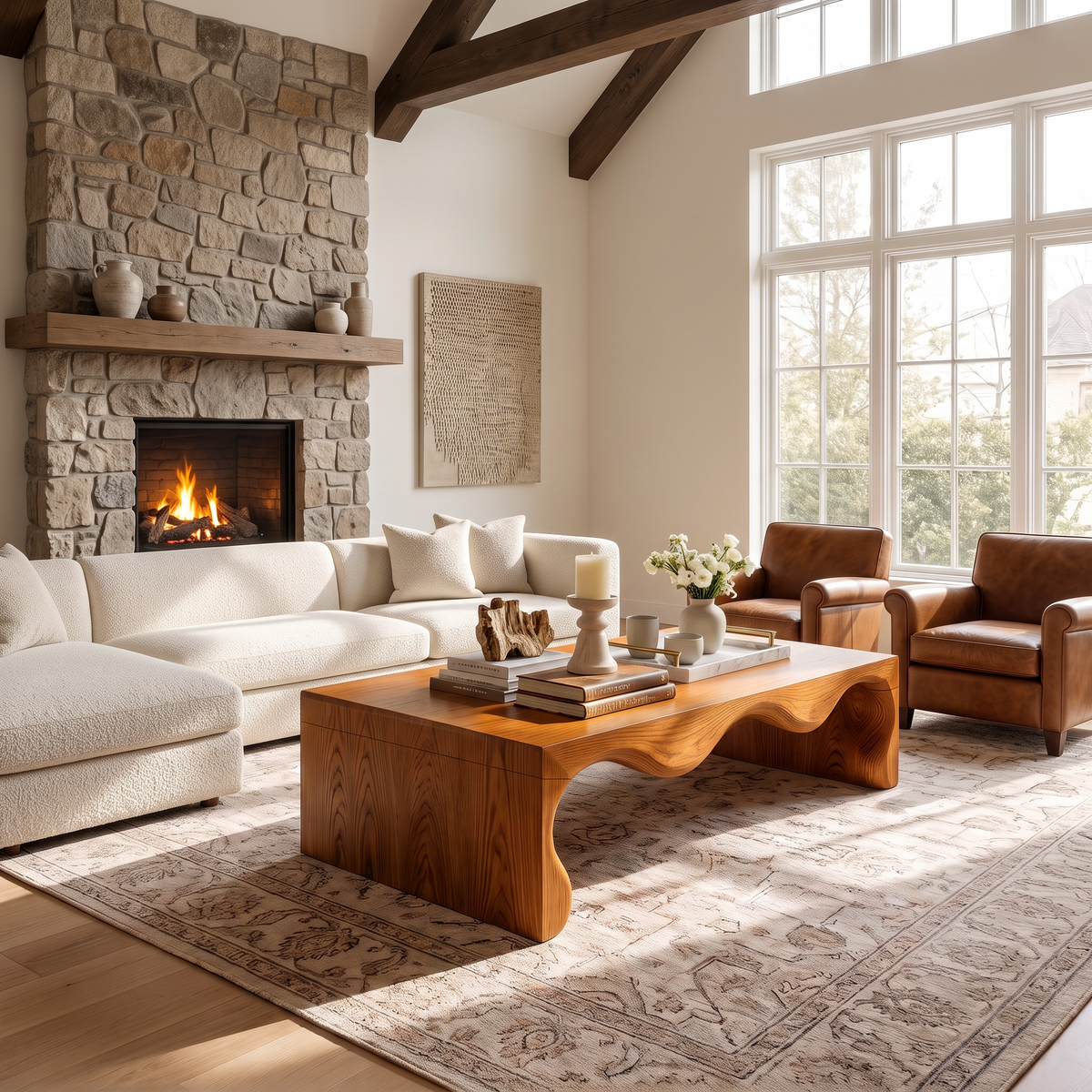 Modern Small Coffee Table With Streamlined Minimalist Frame For Living Room