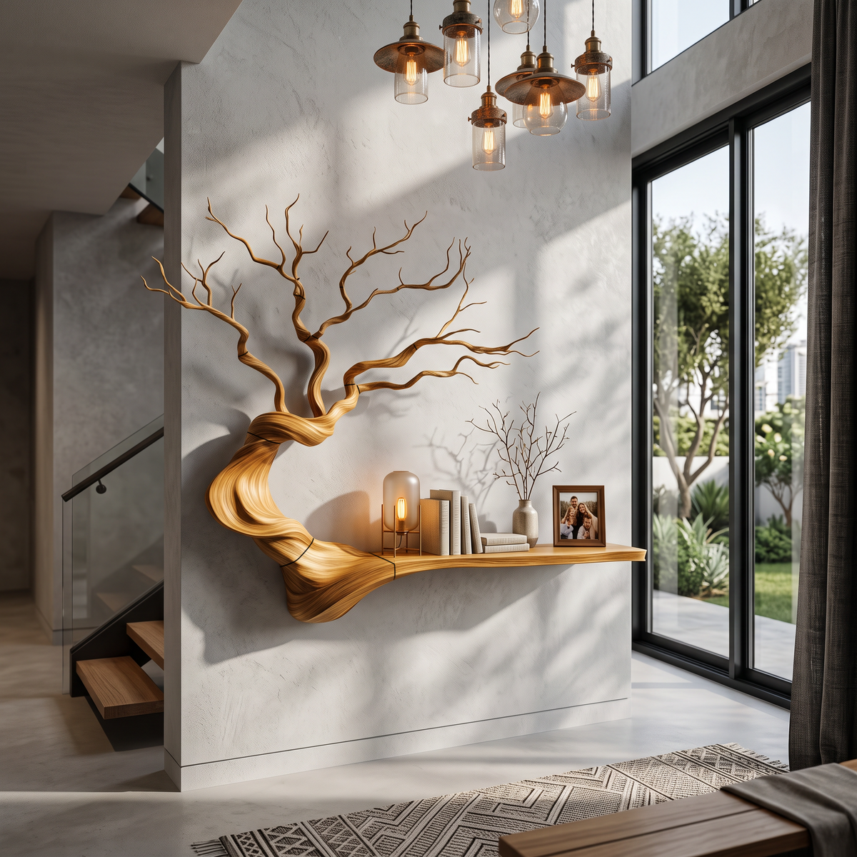 Organic Tree Bookcase With Flowing Branch Shelves For Living Room