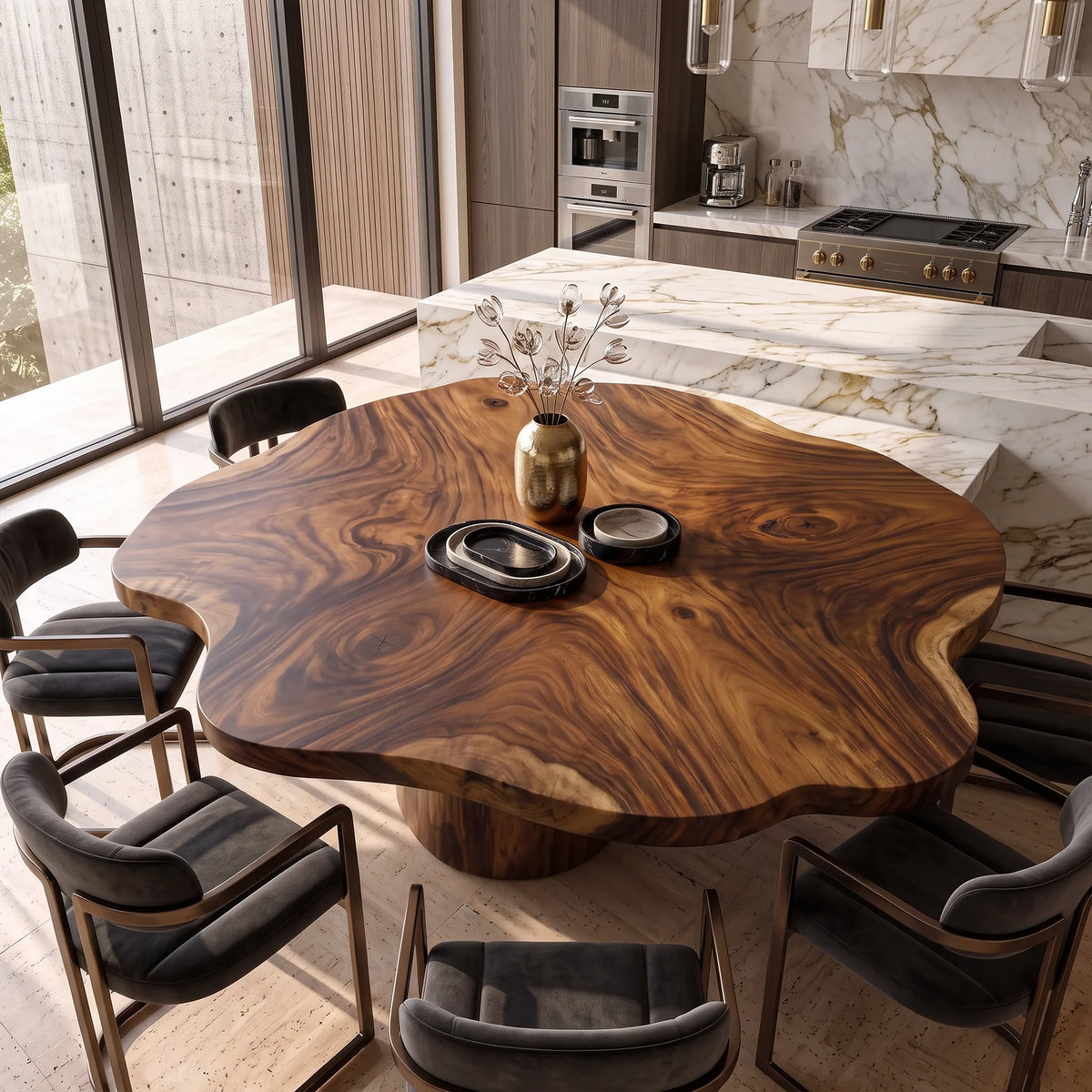 Tropical Wood Table Top Coastal Dining Room