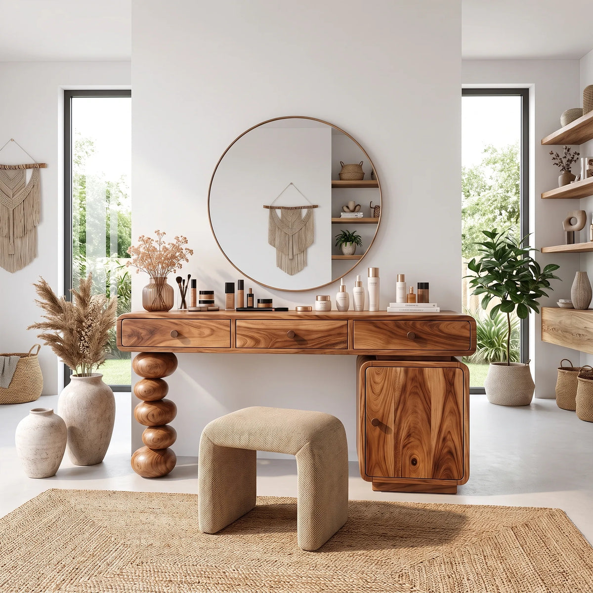 Playful Makeup Vanity Desk Bedroom Vanity Rounded Drawers For Dressing Room