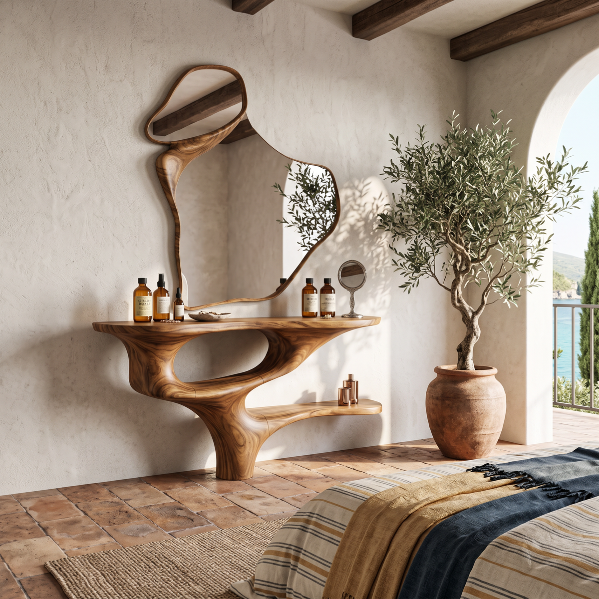 Rustic Live Edge Cosmetic Table For Bedroom Decor Ideas
