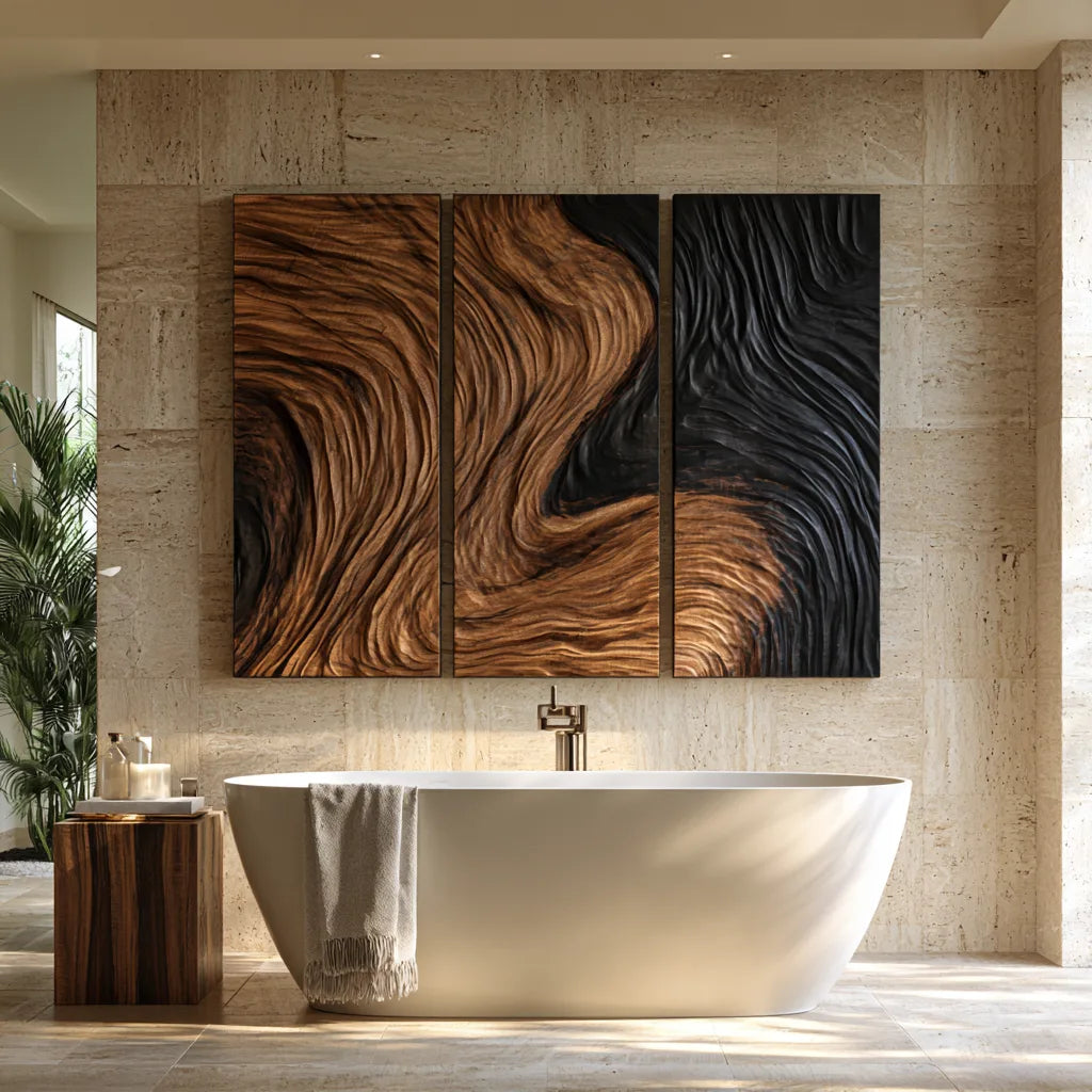 Coastal Modern Wooden Wall Art Master Bedroom