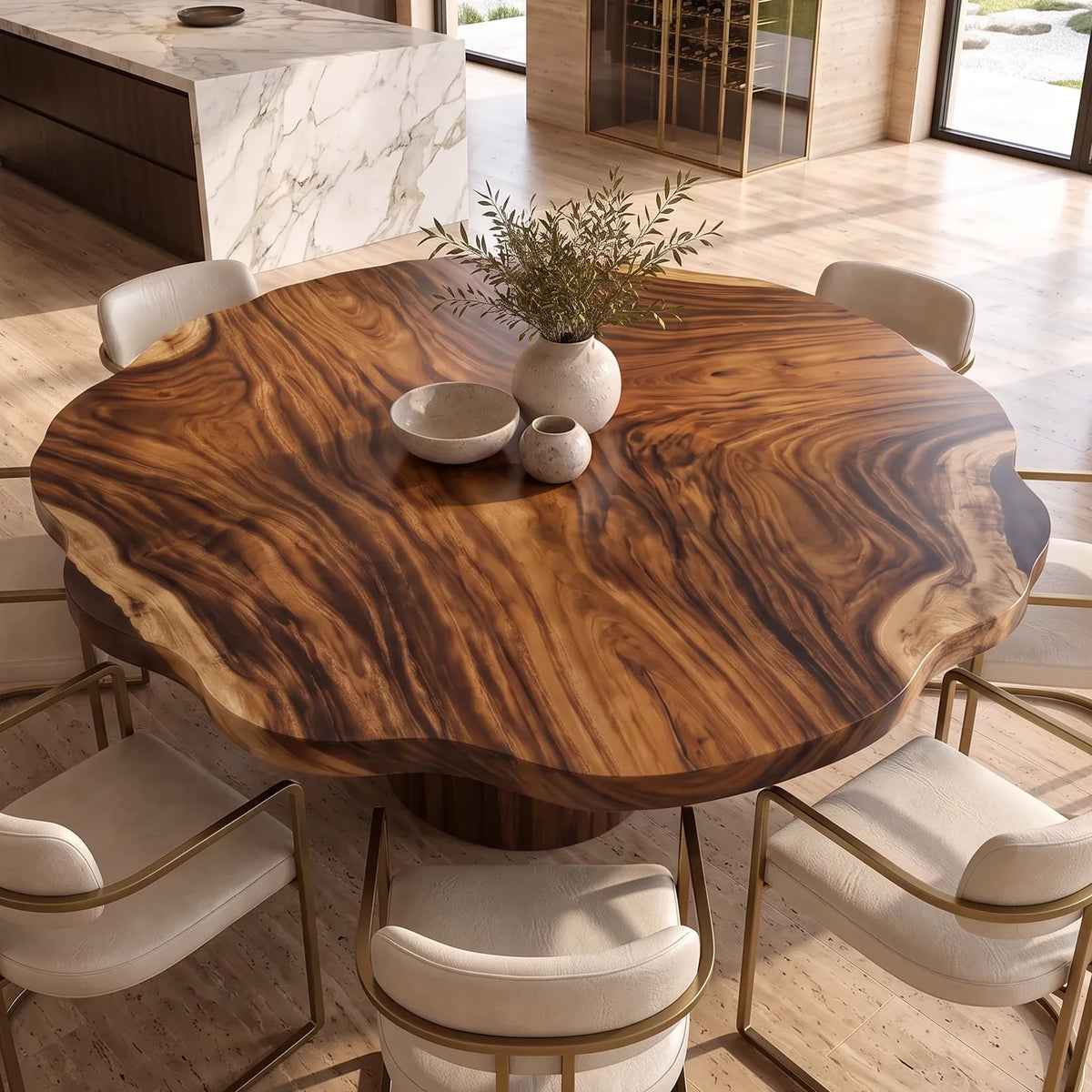 Mid Century Round Wood Table Top Dining Room