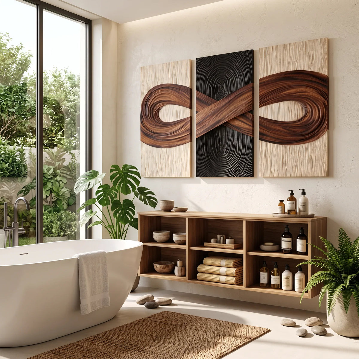 Handcrafted Infinity Wooden Wall Sculpture Modern Living Room