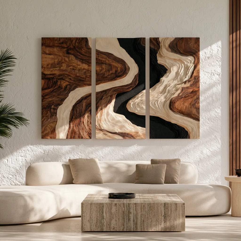 Organic Modern Layered River 3D Wall Art Wellness Room