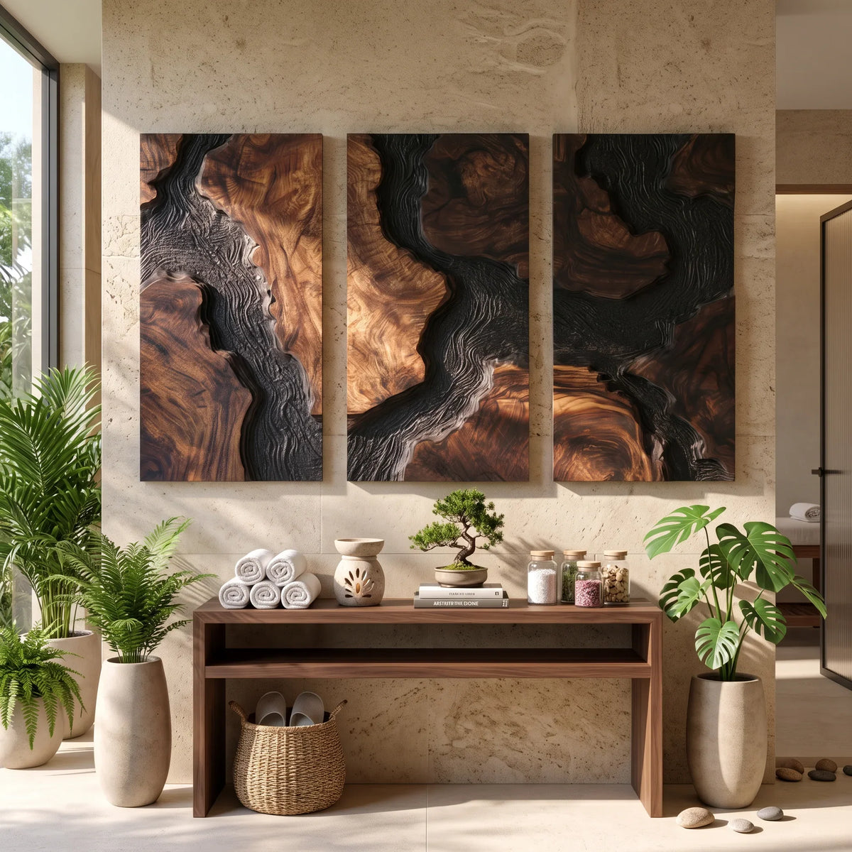 Tropical 3D Wooden Wall Art Living Room