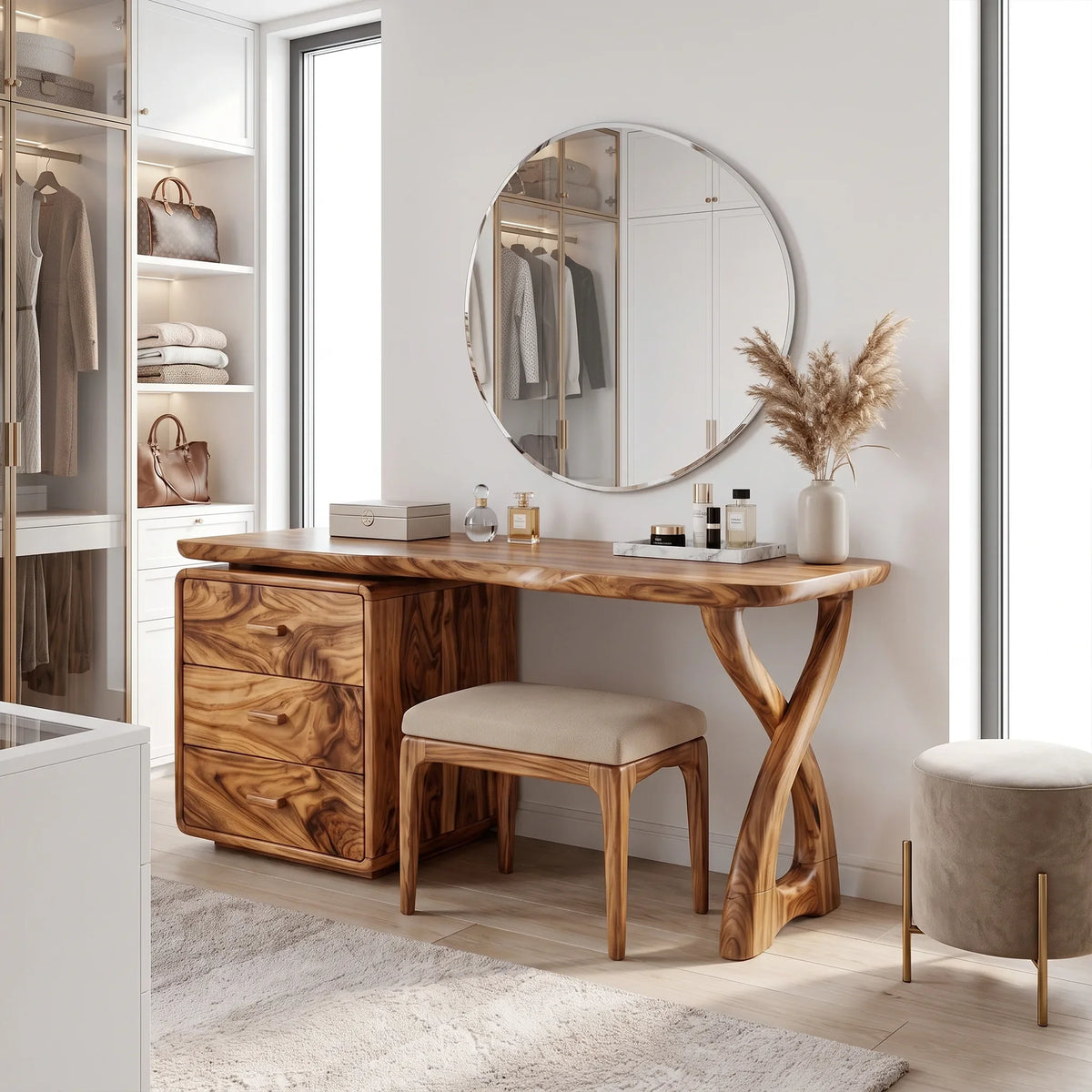 Graceful Makeup Vanity Bedroom Vanity Vanity Table Three Drawers For Bedroom