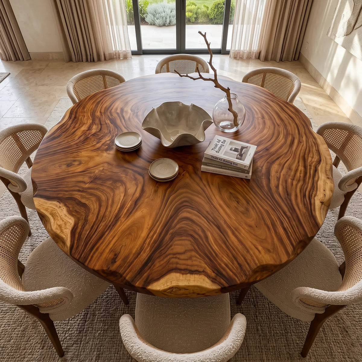 Mid Century Live Edge Round Table Top Penthouse