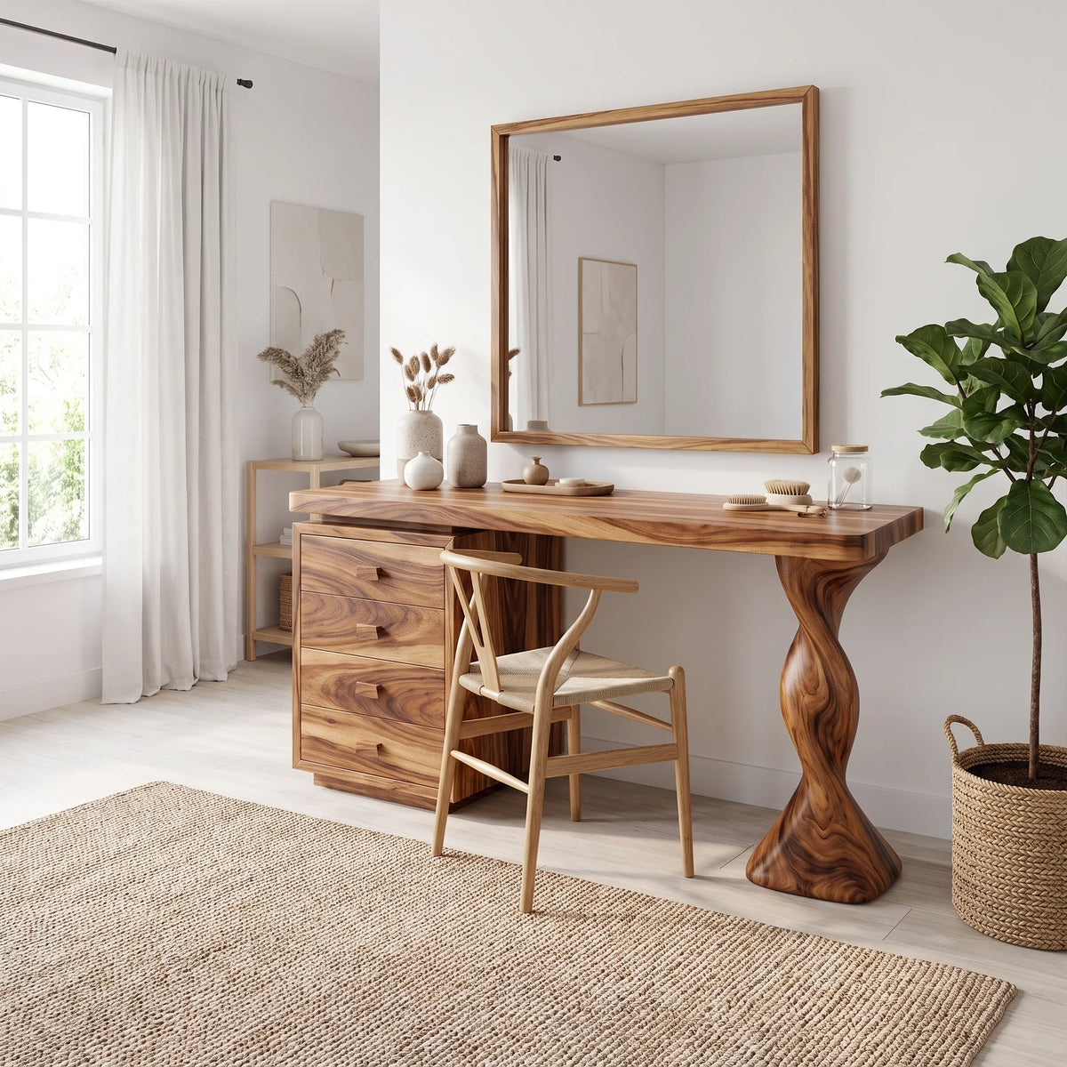 Calm Makeup Vanity Bedroom Vanity Beauty Vanity Desk Four Drawers For Bedroom