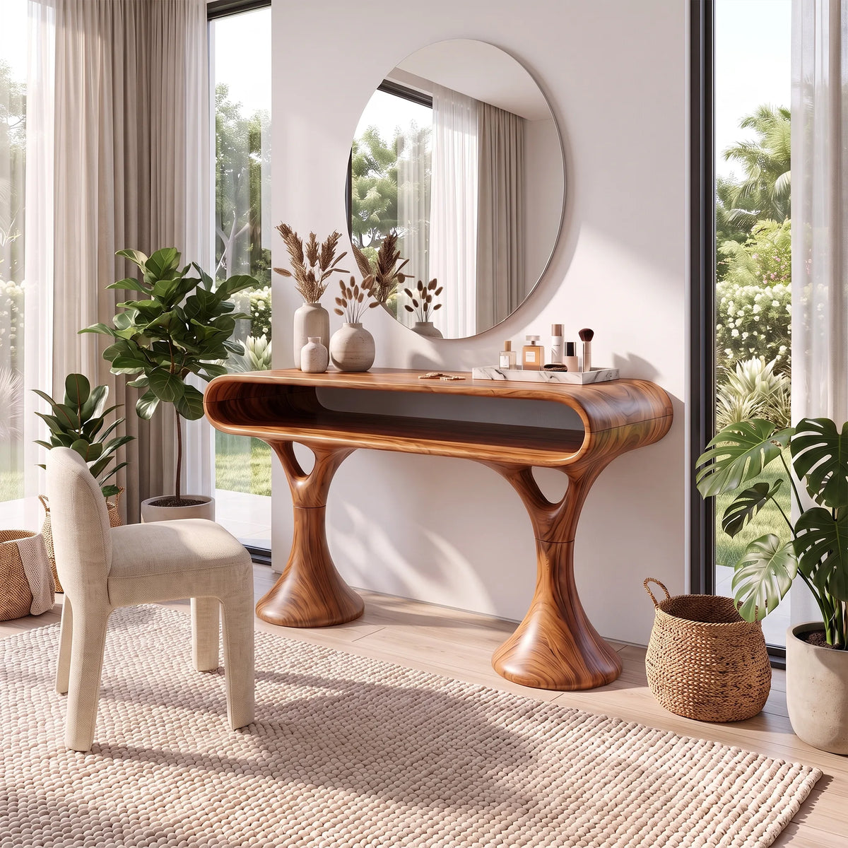 Elegant Makeup Vanity Vanity Desk Dressing Table Open Shelf For Dressing Room